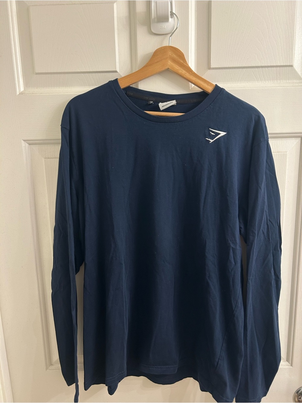 Gymshark Long Sleeve Crew in Deep Navy with White Logo